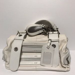 Chloe Satchel Zipper Leather Bag, White